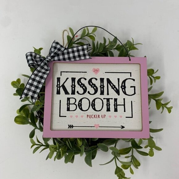 Valentines Day Mini Sign Pink Kissing Booth Farmhouse Tiered Tray Decor Holiday - Picture 11 of 11